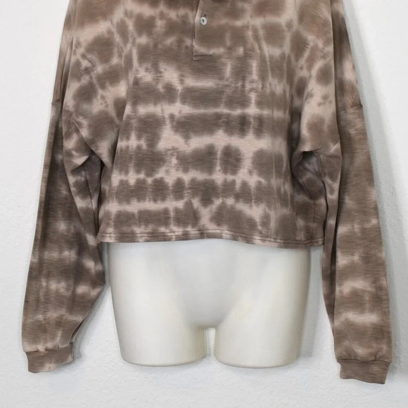 Olivaceous Sweatshirt Sz S Crop Oversized Modal Blend Neutral Athleisure Sporty - Picture 3 of 15